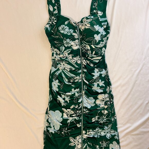 GUESS Women's V-Neck Full Front Zip Floral Printed Sheath Dress Size S - Picture 4 of 10